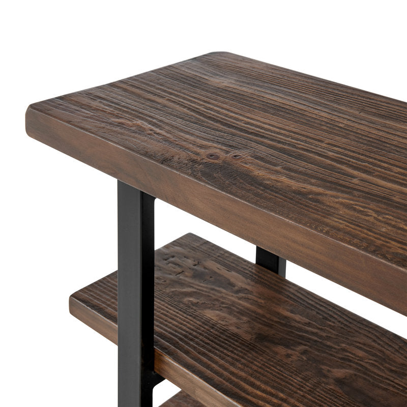 Rundell 48" Wide Rustic Industrial Solid Wood And Metal Frame Media Console Table With 2 Shelves