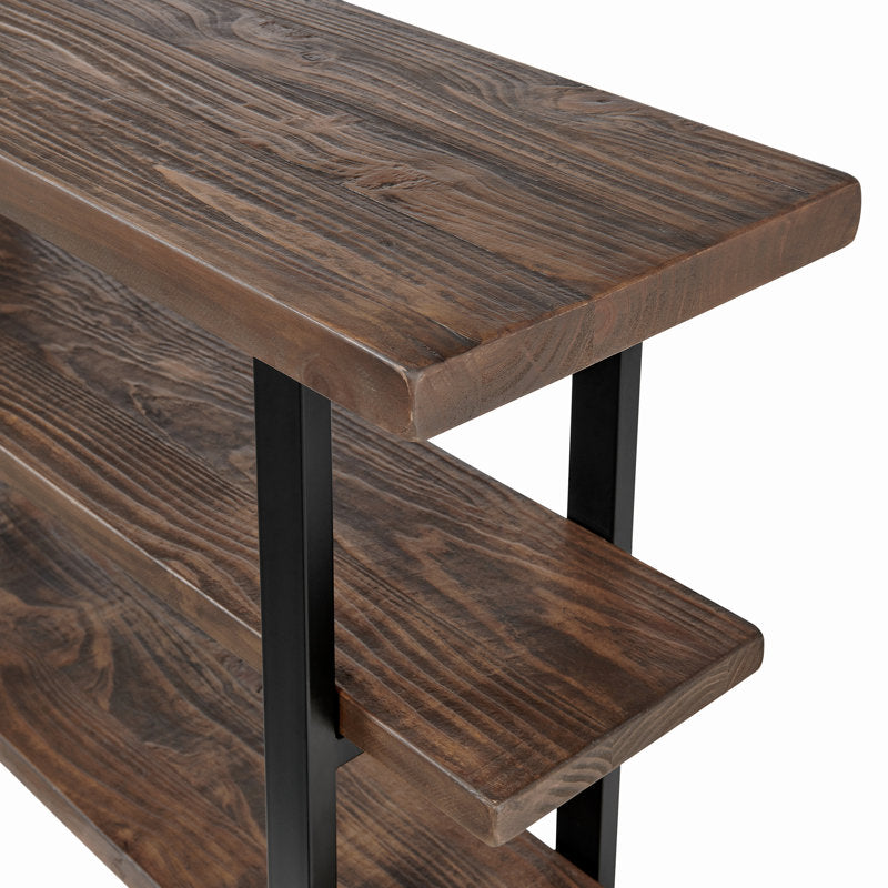 Rundell 48" Wide Rustic Industrial Solid Wood And Metal Frame Media Console Table With 2 Shelves