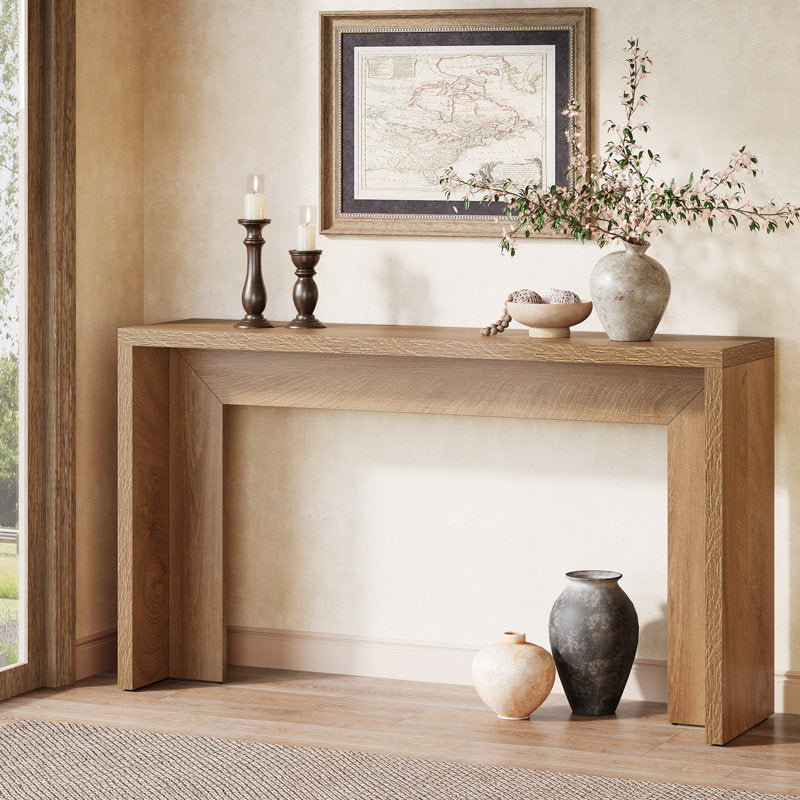 Breslow 55" Wide Rectangular Console Table in Black Grain