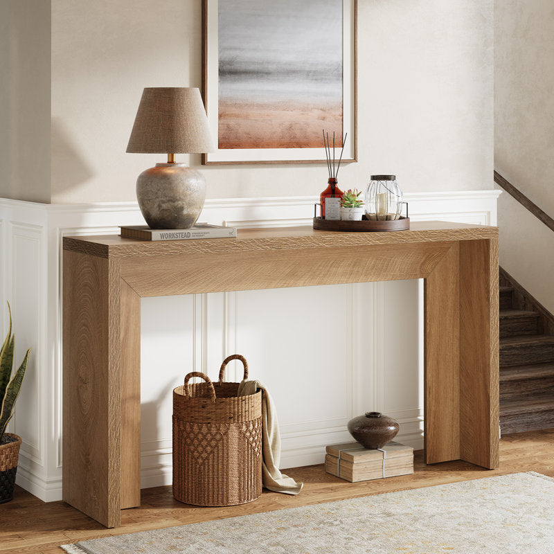 Breslow 55" Wide Rectangular Console Table in Black Grain
