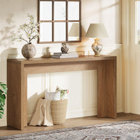 Breslow 55" Wide Rectangular Console Table in Black Grain