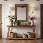 63-Inch Long Solid Wood Console Table, 2-Tier Narrow Sofa Table For Living Room, Entryway