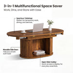45" Fluted Oval Extendable Coffee Table with Hidden Storage