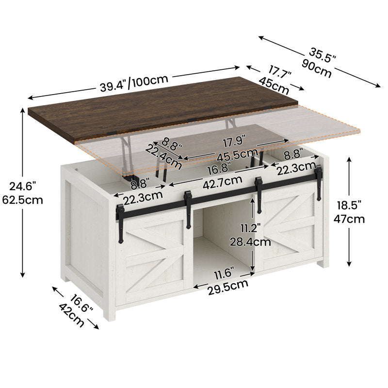 Jaquavion 4-in-1 Convertible Farmhouse Lift-Top Coffee Table