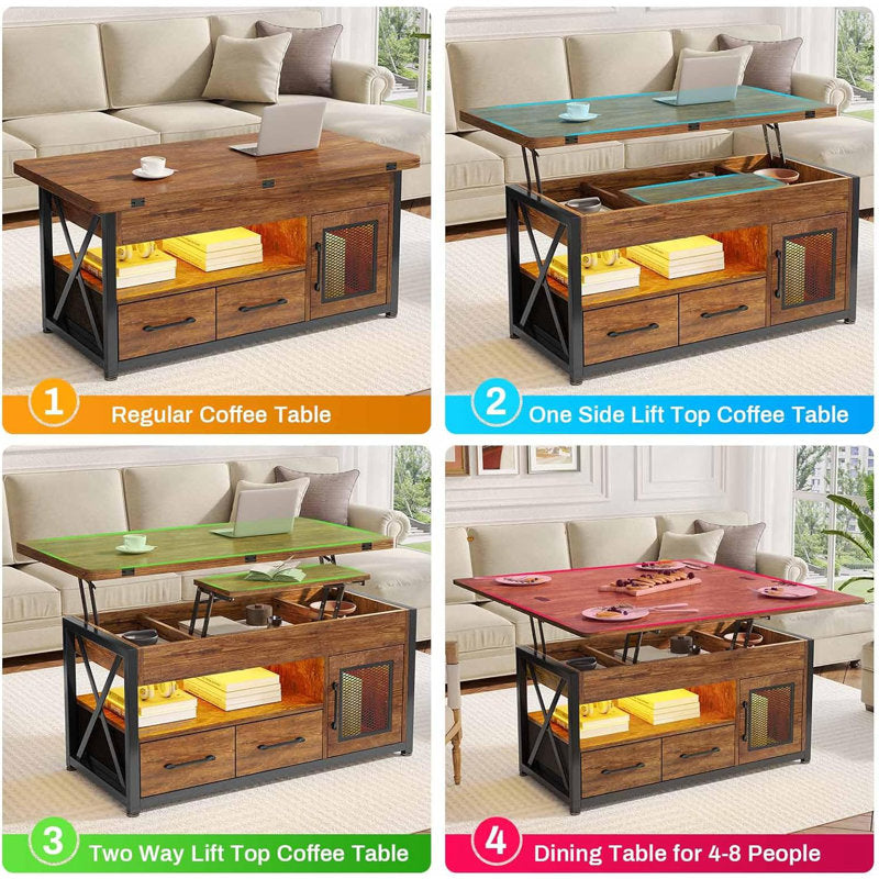 Soukaina Lift-Top Coffee Table with LED Lighting