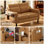 Lambertville Modern Loveseat with Side Table & Charging Station