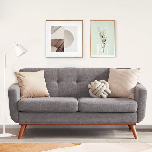 Carmencita 65" Linen Upholstered Square Arm Loveseat