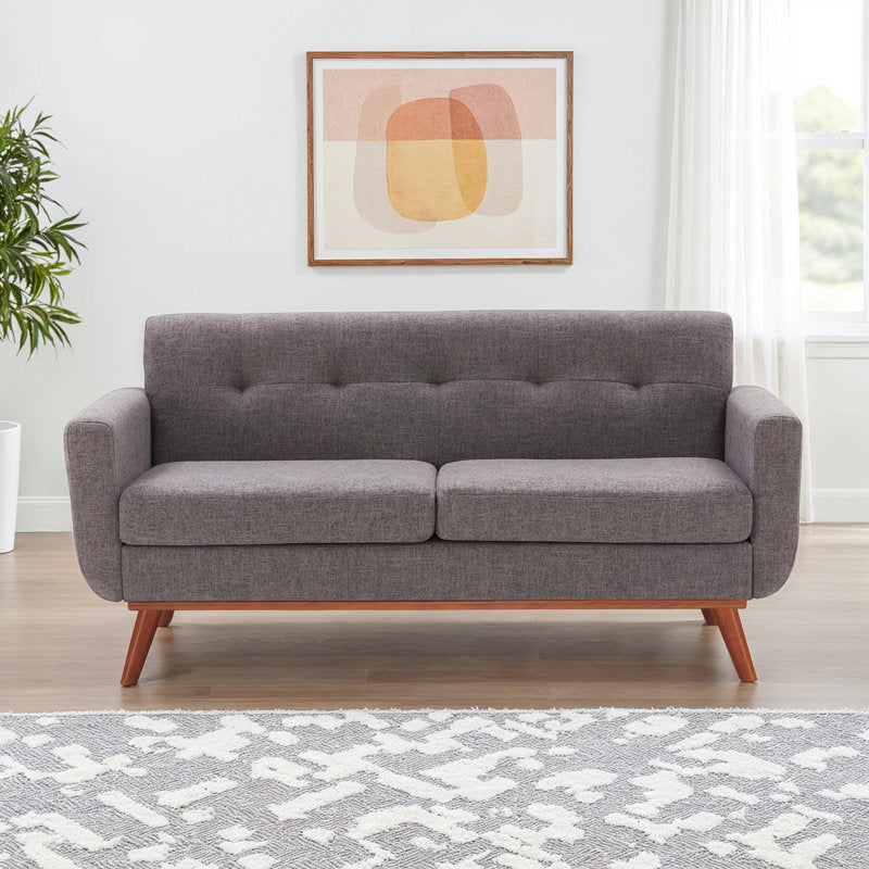Carmencita 65" Linen Upholstered Square Arm Loveseat