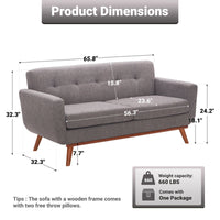 Carmencita 65" Linen Upholstered Square Arm Loveseat