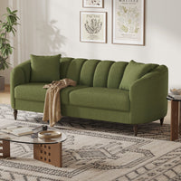 83" Modern Boucle 2-Seater Loveseat with Curved Armrests & Wooden Legs