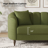 83" Modern Boucle 2-Seater Loveseat with Curved Armrests & Wooden Legs