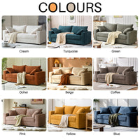 91.73'' Upholstered Square Arm Sofa, Light Blue Chenille