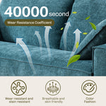 91.73'' Upholstered Square Arm Sofa, Light Blue Chenille