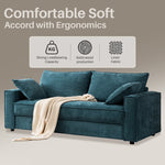 91.73'' Upholstered Square Arm Sofa, Light Blue Chenille