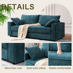 91.73'' Upholstered Square Arm Sofa, Light Blue Chenille