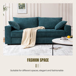 91.73'' Upholstered Square Arm Sofa, Light Blue Chenille