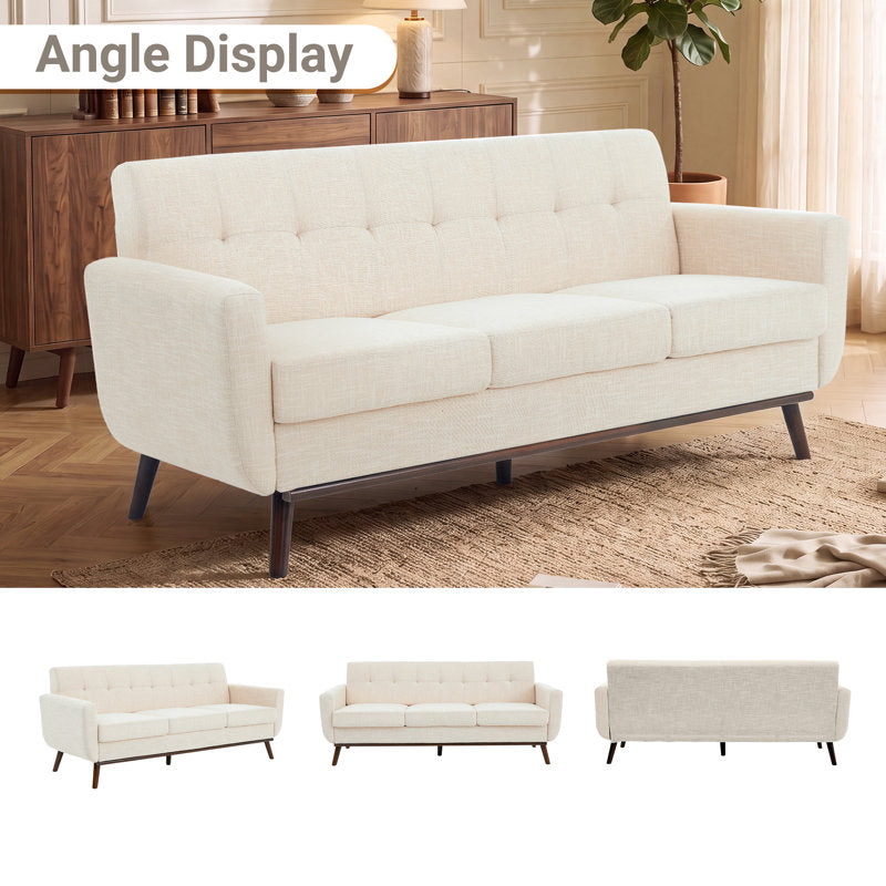 Cattaleya 78" Mid-Century Modern Linen Upholstered Square Arm Sofa