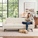 Cattaleya 78" Mid-Century Modern Linen Upholstered Square Arm Sofa