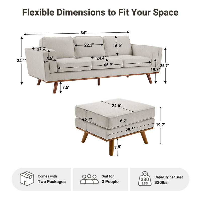 Estes Inayat 84'' Upholstered Sofa