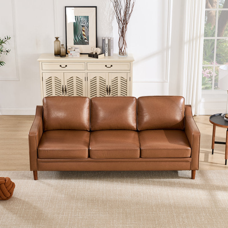 Barton 80.31'' Faux Leather Square Arm Sofa