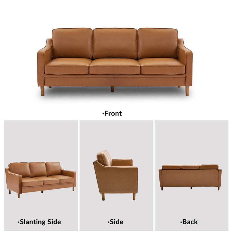 Barton 80.31'' Faux Leather Square Arm Sofa