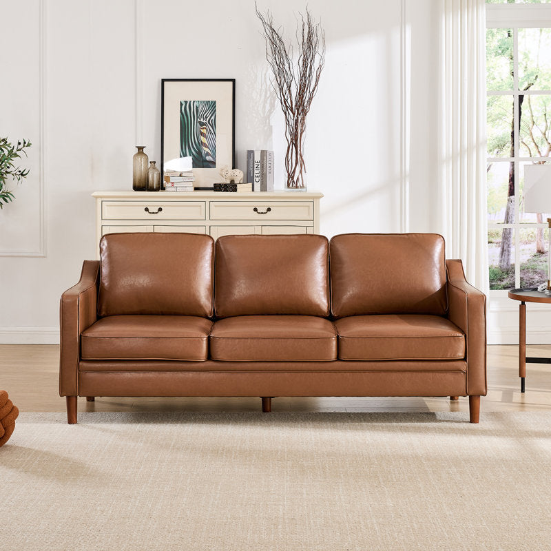 Barton 80.31'' Faux Leather Square Arm Sofa