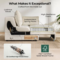 104'' Velvet Power Recliner Extendable Sleeper Sofa, 3-Seat Couch