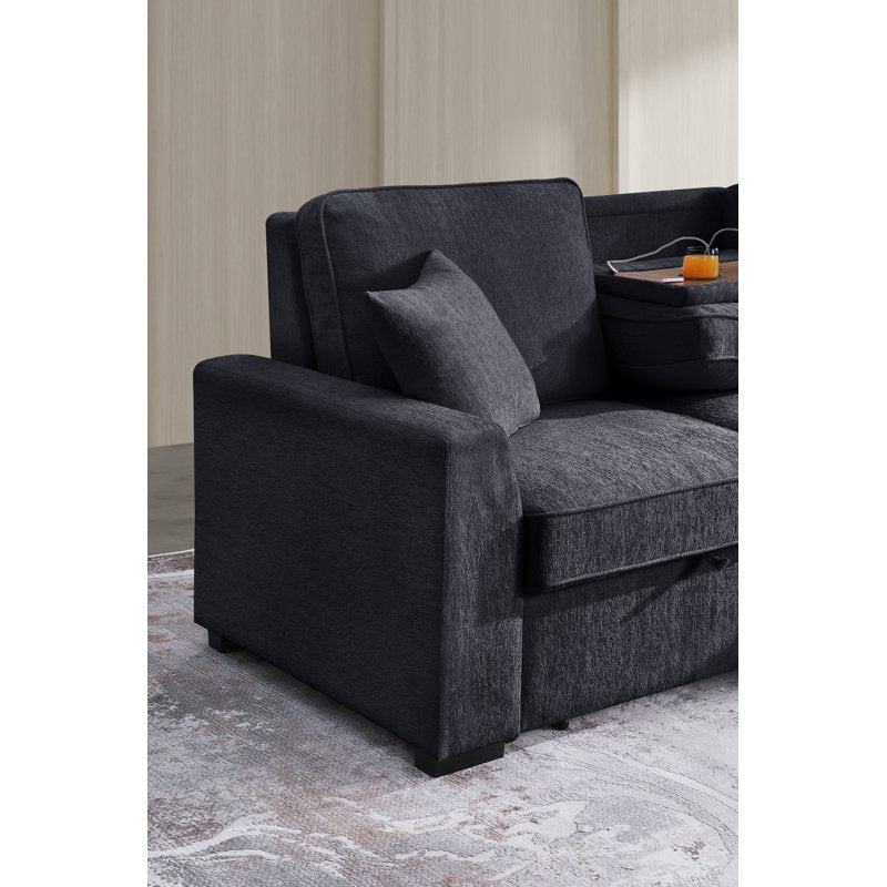 Elfrieda 92" W Reversible Sleeper Sectional with Storage