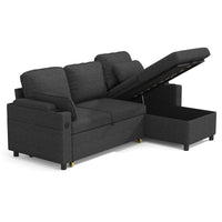 Vesna L-shape 81" Wide Space-Saving Sleeper Sofa Upholstered Pull-out Sofa Bed