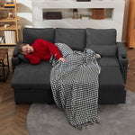 Vesna L-shape 81" Wide Space-Saving Sleeper Sofa Upholstered Pull-out Sofa Bed