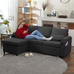 Vesna L-shape 81" Wide Space-Saving Sleeper Sofa Upholstered Pull-out Sofa Bed