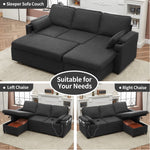Vesna L-shape 81" Wide Space-Saving Sleeper Sofa Upholstered Pull-out Sofa Bed