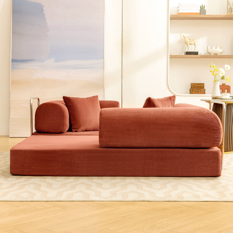 Corduroy Foldable Sofa Bed with High-Rebound Density Sponge