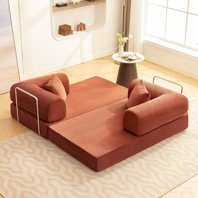 Corduroy Foldable Sofa Bed with High-Rebound Density Sponge