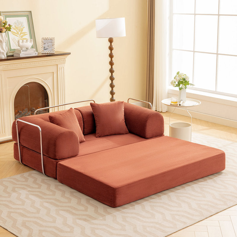 Corduroy Foldable Sofa Bed with High-Rebound Density Sponge