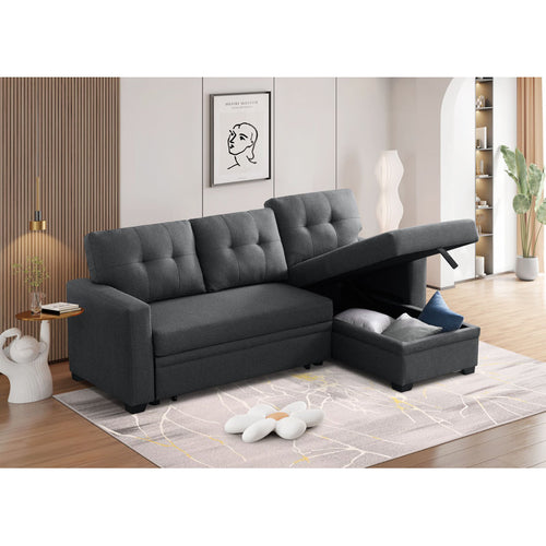 3-Piece Pull-Out Sofa Bed With Reversible Storage Chaise