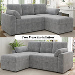 Jilisa 91" Modern 3-Seater Pull Out Sofa Bed - L Shaped Sofa Couch with Storage Chaise
