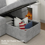 Jilisa 91" Modern 3-Seater Pull Out Sofa Bed - L Shaped Sofa Couch with Storage Chaise