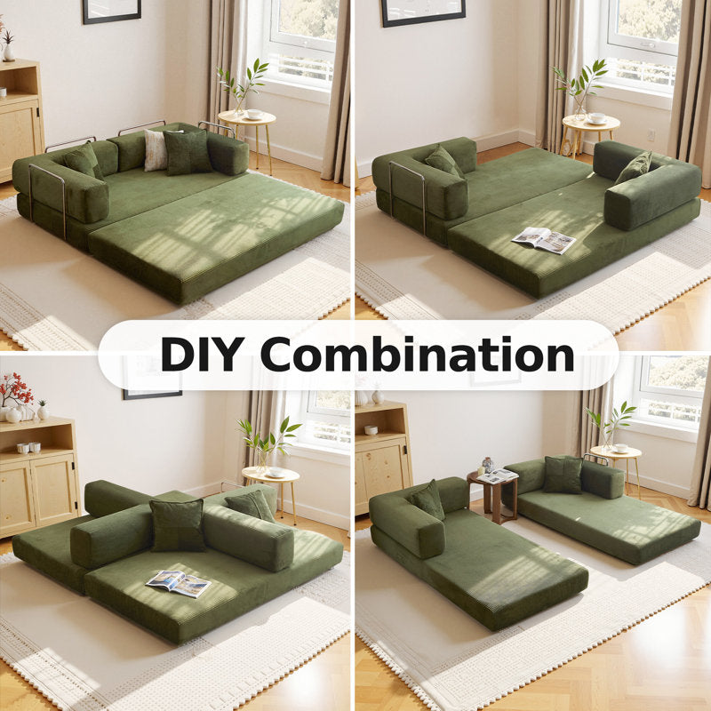 Kaveri Convertible Sofa Bed - Foldable Floor Couch - Modular Sectional for Living Room, Bedroom, Studio - Compression Sofa in Box