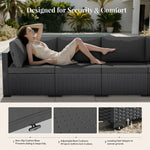 Patio Furniture Set - With Premium Cover, All-Weather, Water-Resistant - 7 Piece Patio Wicker Rattan Sectional Sofa, Modular Outdoor Conversation Set for Backyard, Garden, Poolside, Balcony