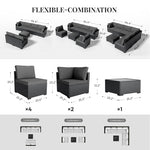 Patio Furniture Set - With Premium Cover, All-Weather, Water-Resistant - 7 Piece Patio Wicker Rattan Sectional Sofa, Modular Outdoor Conversation Set for Backyard, Garden, Poolside, Balcony