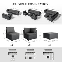 Patio Furniture Set - With Premium Cover, All-Weather, Water-Resistant - 7 Piece Patio Wicker Rattan Sectional Sofa, Modular Outdoor Conversation Set for Backyard, Garden, Poolside, Balcony