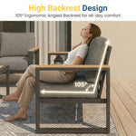 All Aluminum Patio Furniture Sets with Oversized Seating, Outdoor Furniture Set for All Weather, Outdoor Conversation Sets with Wood Armrest for Skin-friendly Touch