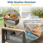 All Aluminum Patio Furniture Sets with Oversized Seating, Outdoor Furniture Set for All Weather, Outdoor Conversation Sets with Wood Armrest for Skin-friendly Touch