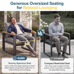 All Aluminum Patio Furniture Sets with Oversized Seating, Outdoor Furniture Set for All Weather, Outdoor Conversation Sets with Wood Armrest for Skin-friendly Touch