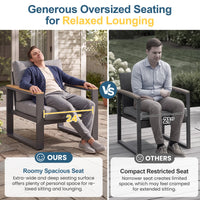 All Aluminum Patio Furniture Sets with Oversized Seating, Outdoor Furniture Set for All Weather, Outdoor Conversation Sets with Wood Armrest for Skin-friendly Touch