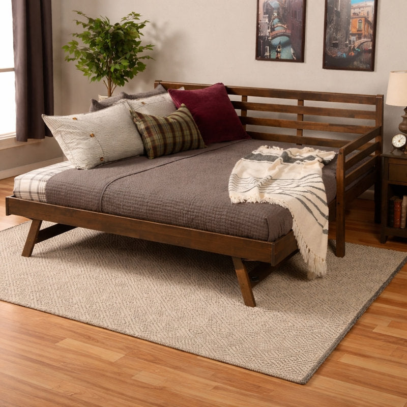 Alexz Wood Daybed with Pop Up Trundle Bed, Mattresses Not Included