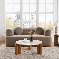 Luxury Arts 83” Modern Boucle Sofa, Minimalist Style Comfy Loveseat With 2 Pillows, Luxury 2 Seater Couch With Curved Armrest& Wooden Leg, Contemporary Home Sofa For Living Room Bedroom