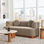 Luxury Arts 83” Modern Boucle Sofa, Minimalist Style Comfy Loveseat With 2 Pillows, Luxury 2 Seater Couch With Curved Armrest& Wooden Leg, Contemporary Home Sofa For Living Room Bedroom