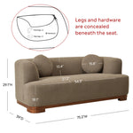 Luxury Arts 83” Modern Boucle Sofa, Minimalist Style Comfy Loveseat With 2 Pillows, Luxury 2 Seater Couch With Curved Armrest& Wooden Leg, Contemporary Home Sofa For Living Room Bedroom